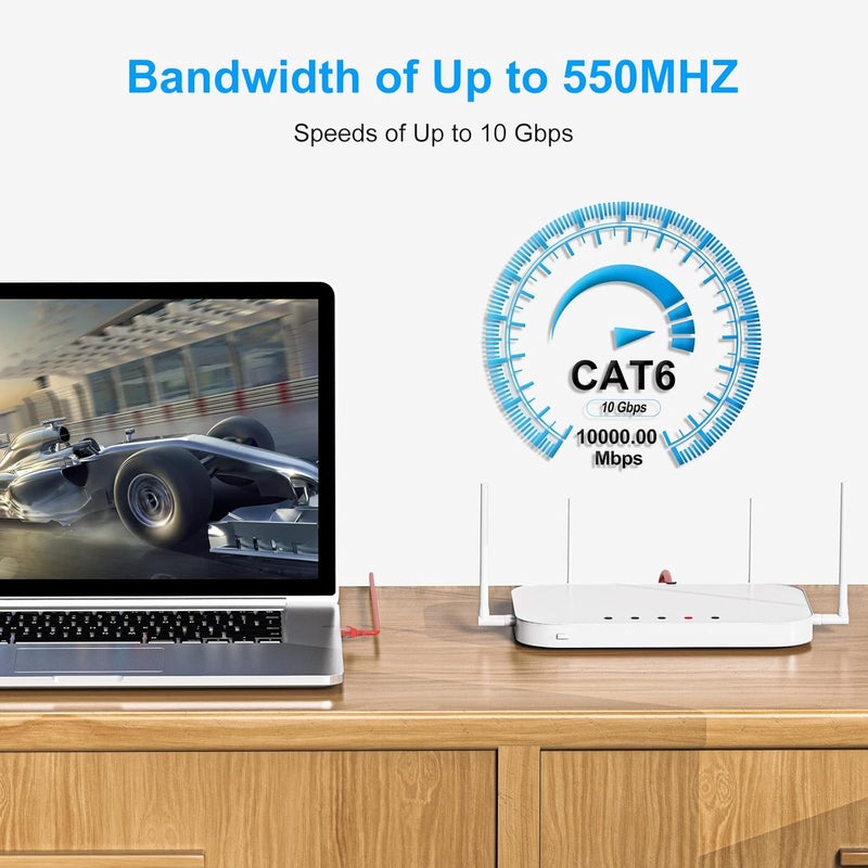 ecjtu Cat6 Patch Cables 2 Feet (6 Pack), Cat 6 Ethernet Cable, 24AWG CCA Cord, UTP Network, Internet Cable, Compatible for PC, Laptop, Routers, Switches, Servers, Printers, RJ45 LAN with 25 Cable Ties - 2FT - Image 4